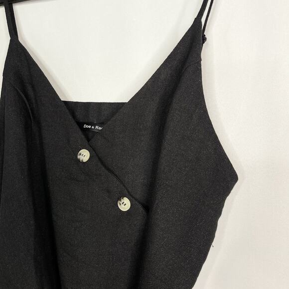 New Doe + Rae Medium M Black Asymmetrical Button Detail Wrap Tank Top Tie Waist - Picture 7 of 11